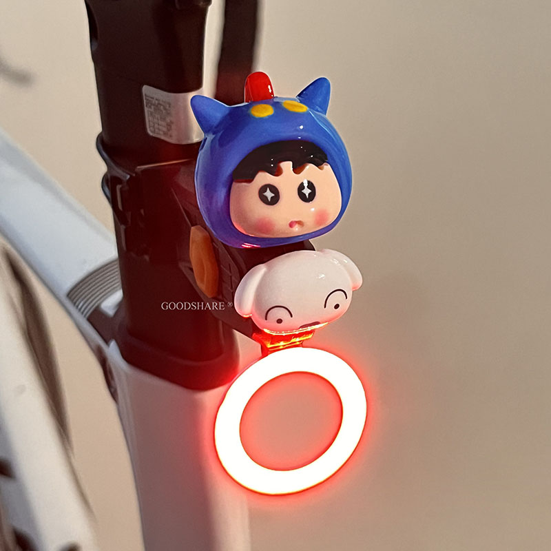 Mountain Biking Cartoon - Kawaii Shin-chan Fahrrad-Rücklicht COB Blitzwarnleuchte USB-Aufladbare