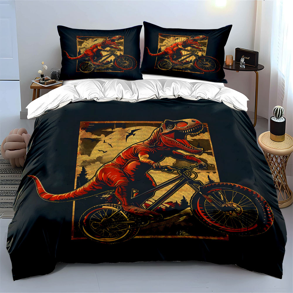 3-teiliges T-Rex auf Mountainb – Mountain Biking Cartoon Bewertung und Preis